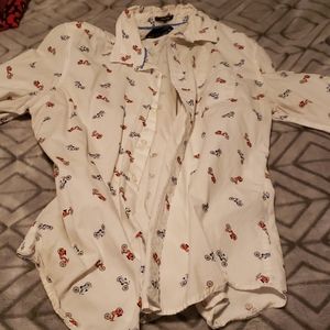 White shirt bikes long sleeve button up